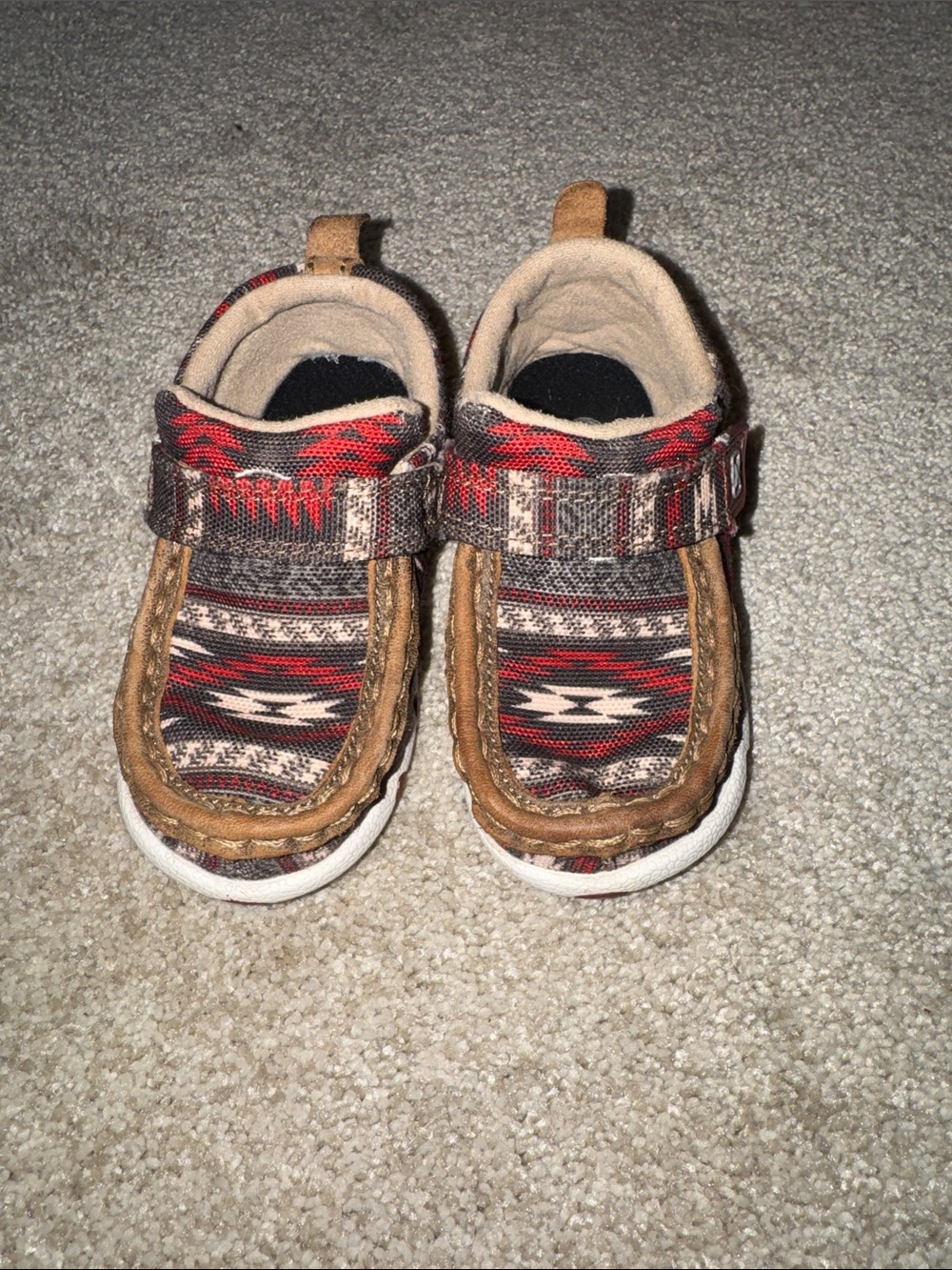 Infant Hooey Driving Mocs in Red Aztec by Twisted X